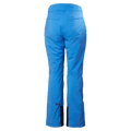 Back view of bright blue Helly Hansen Legendary Insulated Ski Pants for women with black reinforced inner ankles.
