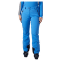 Bright blue Helly Hansen Legendary Insulated Ski Pants for women with zippered pockets and reinforced ankle patches.