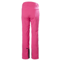 Bright pink Helly Hansen Legendary women's ski pants, back view showing HH logo and reinforced lower leg cuffs.