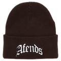 Front view of Afends Home Recycled Cuffed Beanie in Coffee.