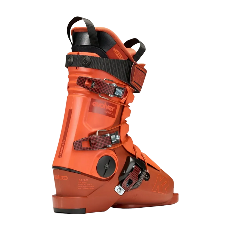 Back view of the K2 Evolver Ski Boots in Orange colourway, kids's model