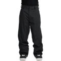 Front view of black Volcom Kleveland snowboard pants featuring a relaxed fit, belt loops, and subtle branding.