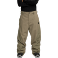 Volcom Kleveland Snowboard Pants in tan, front view, loose fit with belt loops and button fly.