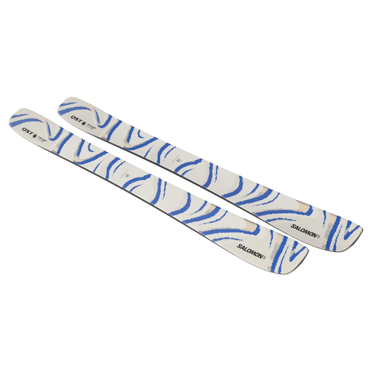 Side view of the SALOMON QST 106 Almond Milk Skis,  26/27 Unisex's model
