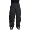 Black Volcom Longo Gore-Tex snowboard pants with cargo pockets and a relaxed fit, shown from the front.