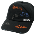 Front view of Afends Leap Recycled Six Panel Cap in colour Stone Black.