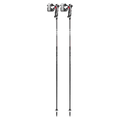 a pair of Leki Carbon 14 3d ski poles in black anthracite, black with black and white baskets, white writing. black trigger release handle and wrap around mesh wrist strap.