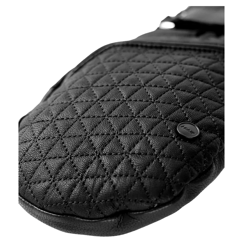 Detail view of the Lenz Heat 6.0 Mittens in Black colourway, women model