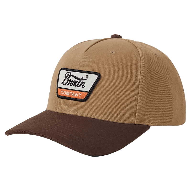 View of Linwood Netplus Mp Snapback Cap in colour Sand/Pinecone Brown.