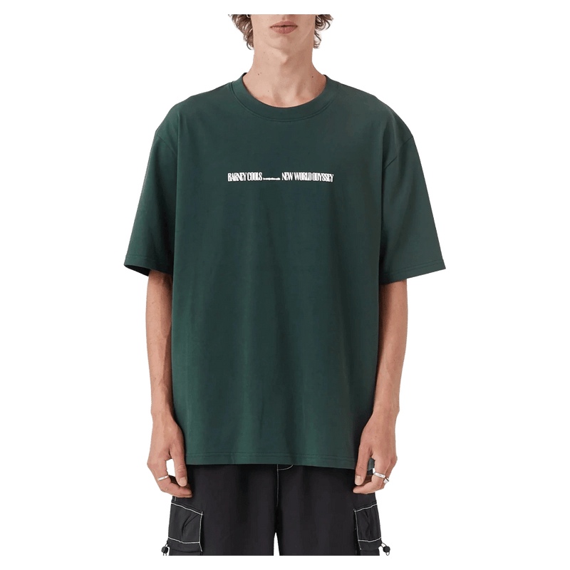 View of Barney Cools Loop Tee in colour Forest.