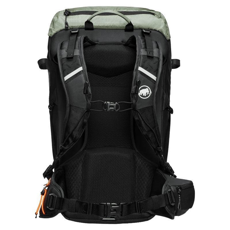 Back view of the Mammut Ducan 24 Backpack in Jade Black colourway, women model