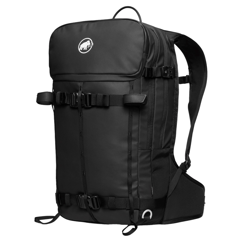 Main view of the Mammut Nirvana 22L Backpack in black colourway, unisex model