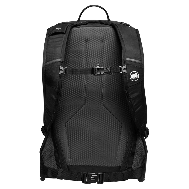 Back view of the Mammut Nirvana 22L Backpack in black colourway, unisex model