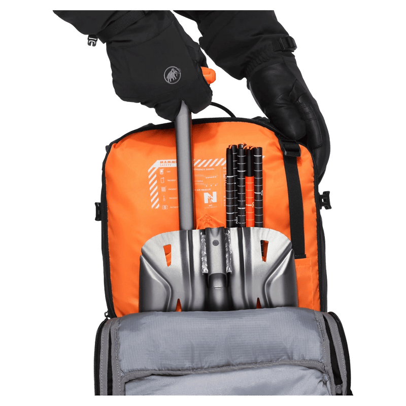 Avalanche component view of the Mammut Nirvana 28 Backpack in Black colourway, women model