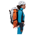 Carried view of the Mammut Trion 38L Backpack in Black White colourway, women model