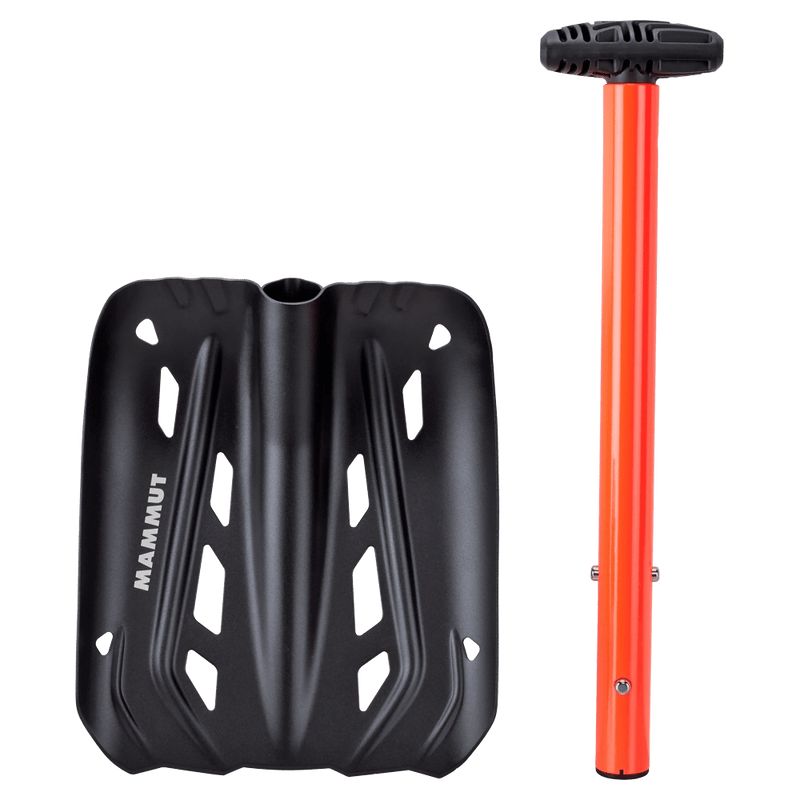 Alternative view of the Mamut Alugator Light Shovel in Neon Orange colourway, unisex's model
