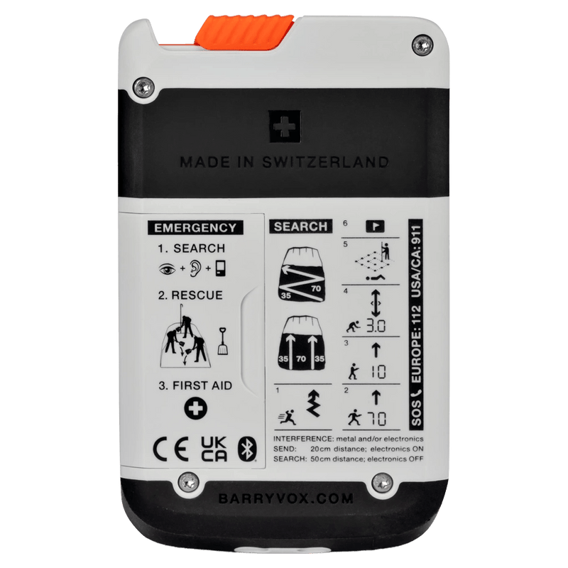 Back view of the Mamut Barryvox 2 Avalanche Beacon in white colourway, unisex's model