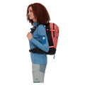 Side view of the Mamut Lithium 15 Backpack in Salmon Black colourway, women's model
