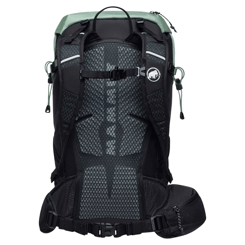 Back view of the Mamut Lithium 30L Backpack in Jade Black colourway, women's model
