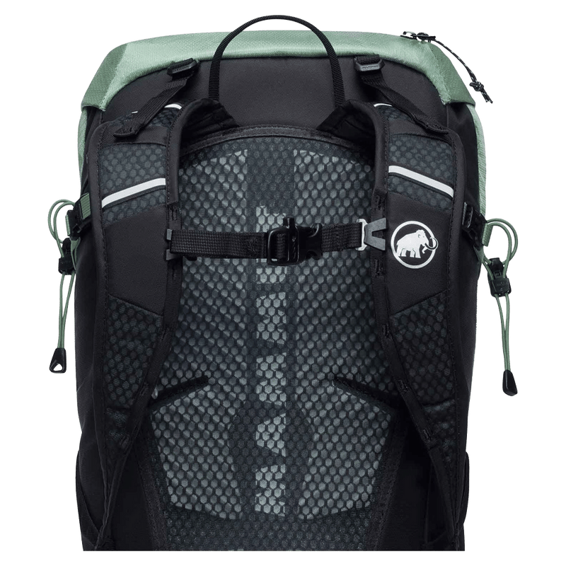 Close view of the Mamut Lithium 30L Backpack in Jade Black colourway, women's model