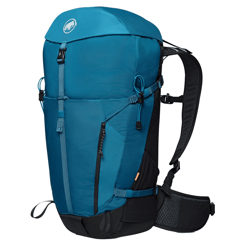 Main view of the Mamut Lithium 30L Backpack in Sapphire Black colourway, unisex's model