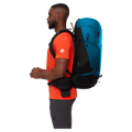 Side view of the Mamut Lithium 40L Backpack in Sapphire Black colourway, unisex's model