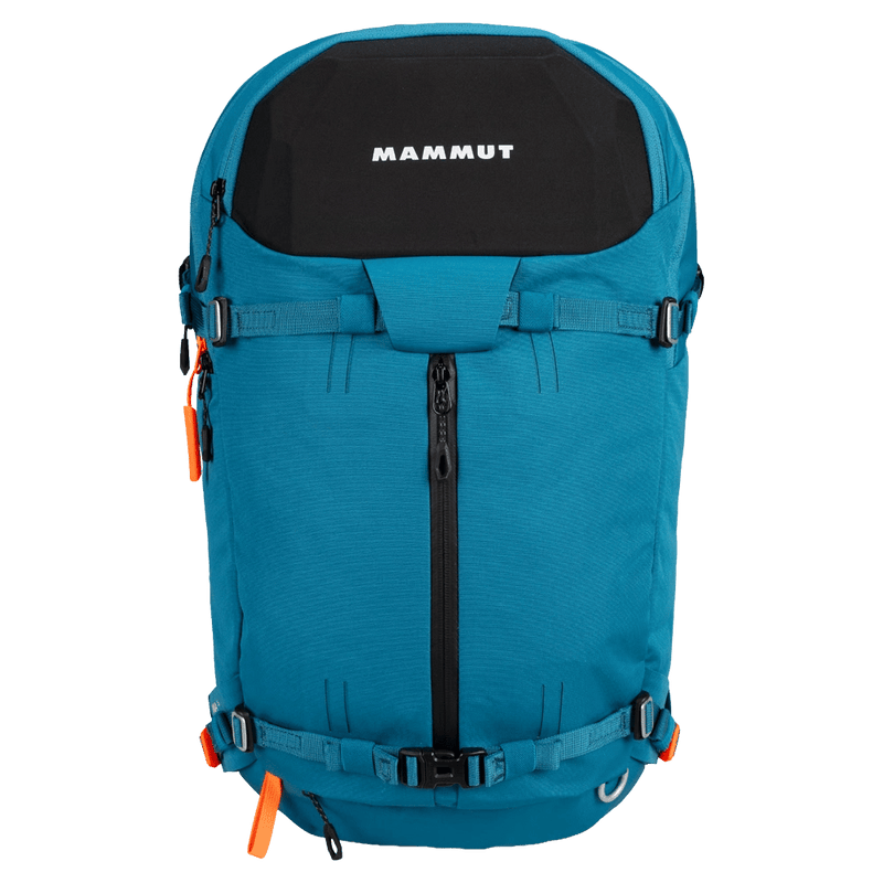 Front view of the Mamut Nirvana 35L Backpack in Sapphire Black colourway, unisex's model