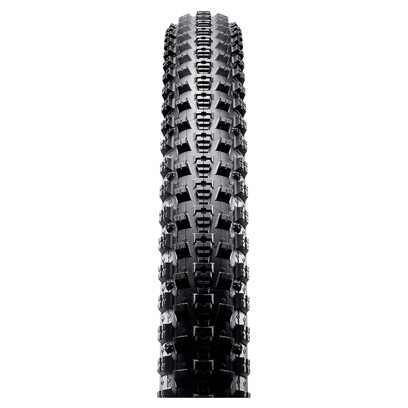 Front view of the Maxxis Crossmark II Bike Tyre in Black colourway, Wire 60TPI model