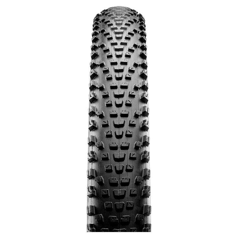 Front view of the Maxxis Rekon Race Bike Tyre in Black colourway, Wire 60TPI model