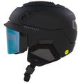 Side view of Oakley  Mod 5 snow Helmet in Blackout with Sapphire lens featuring MIPS protection, BOA fit system, magnetic fidlock and active ventilation
