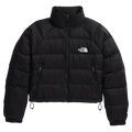 The North Face Hydrenalite Down Jacket in Black front featuring full zip, adjustable hem and small white logo on left chest.