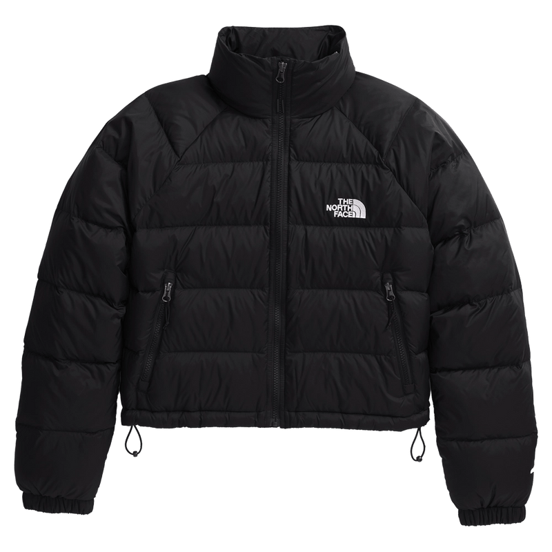 The North Face Hydrenalite Down Jacket in Black front featuring full zip, adjustable hem and small white logo on left chest.