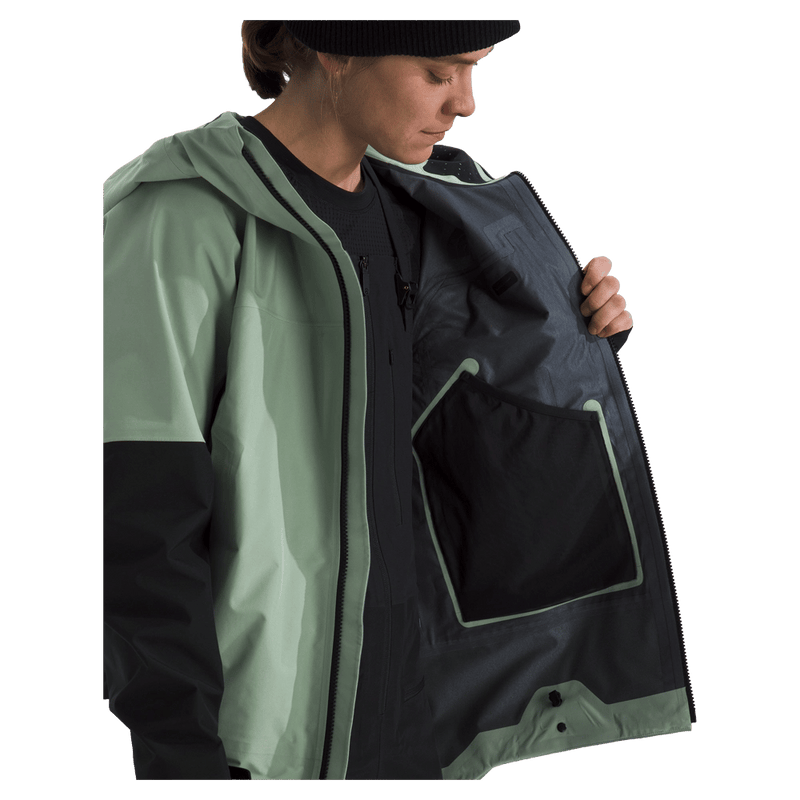 Woman wearing The North Face Summit Eastwall GTX Ski Jacket for Women in Slate Moss - TNF Black