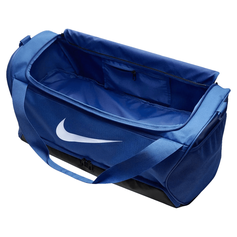 Inside view of the Nike Brasilia 9.5 Duffel Bag in Game Royal colourway, unisex model