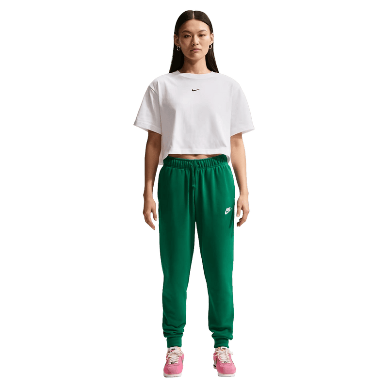 Front view of the Nike Classic Cropped Tee in White colourway, women model