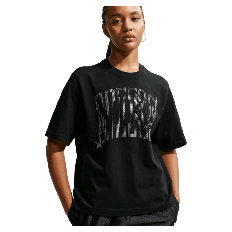 Main view of the Nike Classic Tee in Black colourway, women model