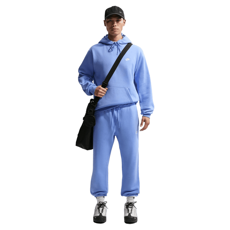 Front view of the Nike Club Fleece Hoodie in Royal Pulse colourway, unisex model