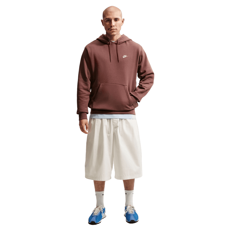 Front view of the Nike Club Fleece Hoodie in Tatto colourway, unisex model