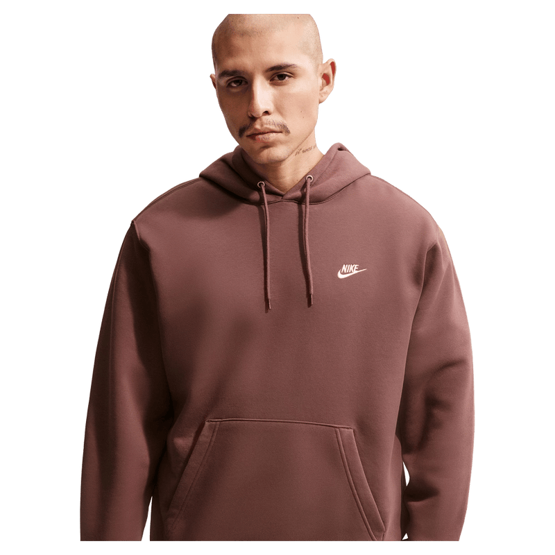 Main view of the Nike Club Fleece Hoodie in Tatto colourway, unisex model