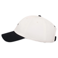 Side view of the Nike Club Cap in Sail and Black colourway, unisex model