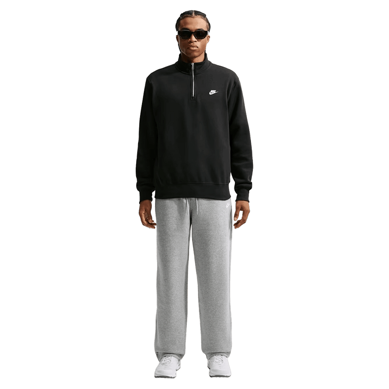 Front view of the Nike Club Fleece Pants in Dark Grey Heather colourway, men model