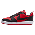 Side view of the Nike Court Borough Low Recraft Shoes in University Red colourway, kids model