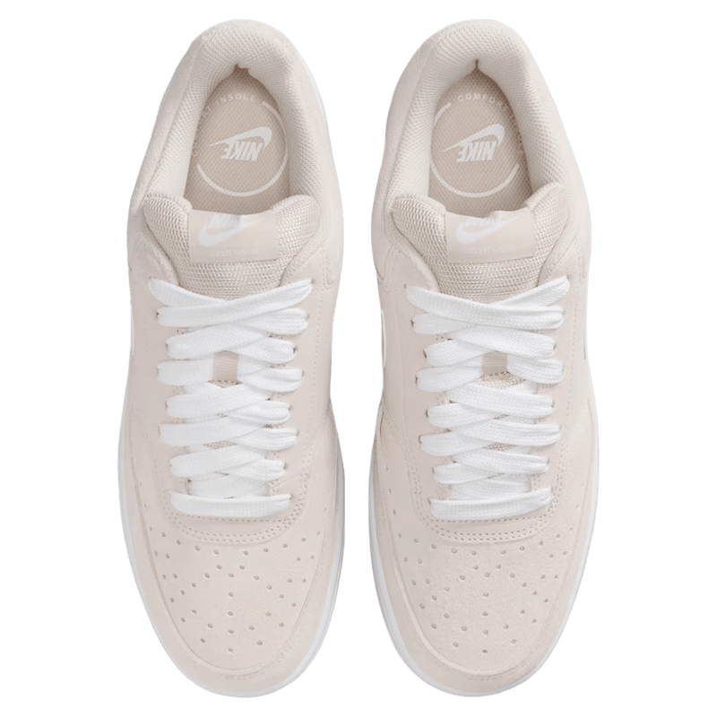 Top view of the Nike Court Vision Low FL Shoes in Light Orewood Brown colourway, unisex model