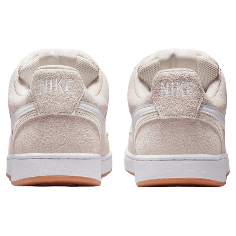 Back view of the Nike Court Vision Low FL Shoes in Light Orewood Brown colourway, unisex model