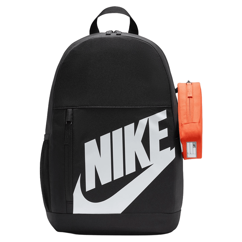Main view of the Nike Elemental Backpack in Black colourway, kids model