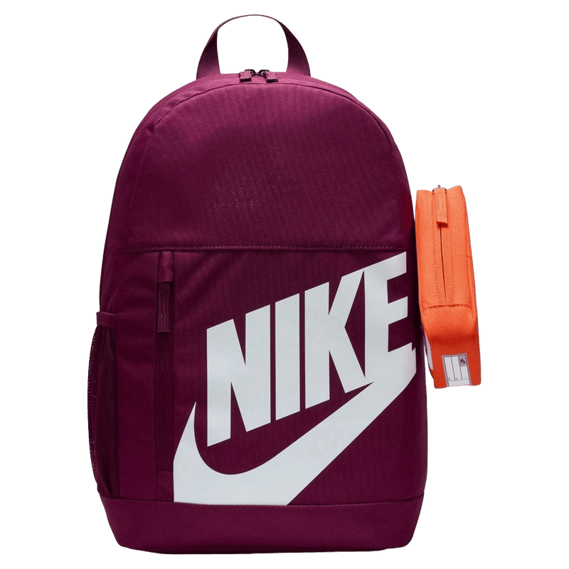 Main view of the Nike Elemental Backpack in Bordeaux colourway, kids model
