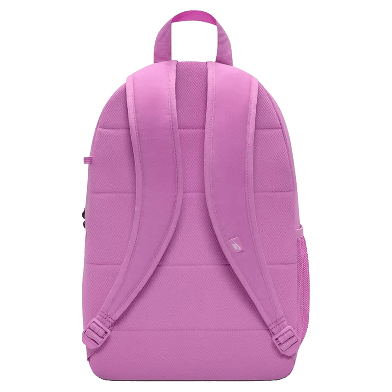 Back view of the Nike Elemental Backpack in Magenta, Orange and Black colourway, kids model