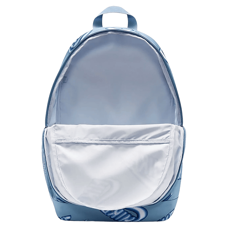 Open view of the Nike Elemental Backpack in Work Blue colourway, kids model