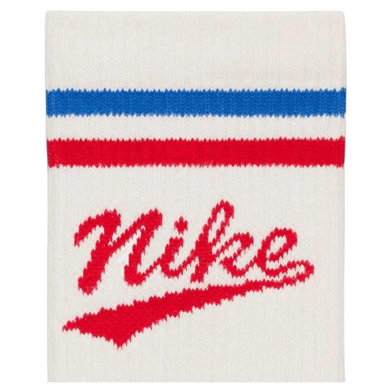 Detail view of the Nike Everyday Plus Crew Socks in White colourway, unisex model