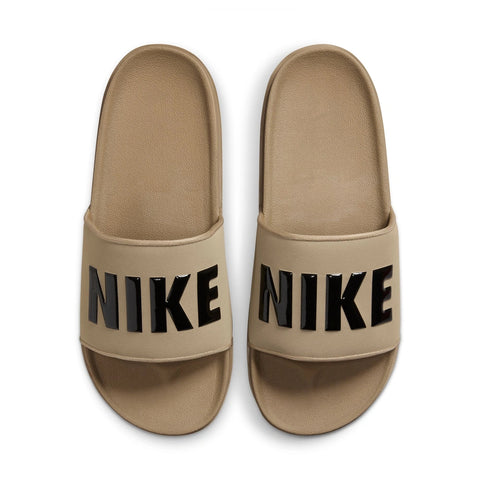 Above image of a pair of Nike Offcourt Slides in Khaki Black Black